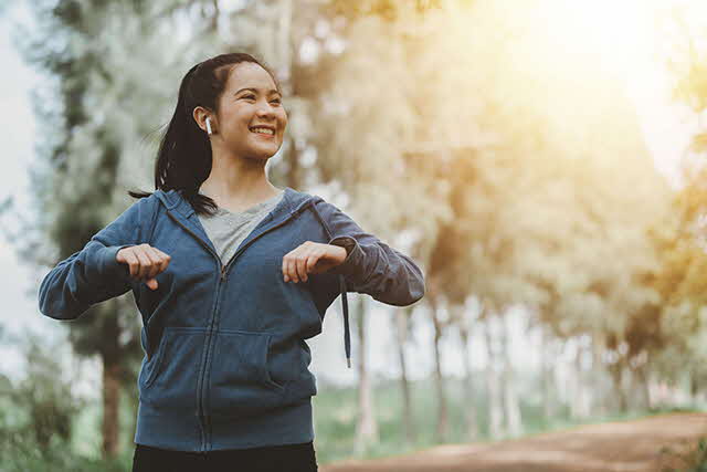 Invest in a good pair of sports headphones when doing vigorous exercise